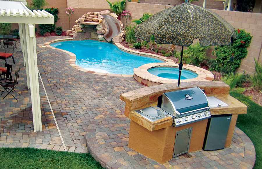 BBQ-grill-with-patio-umbrella