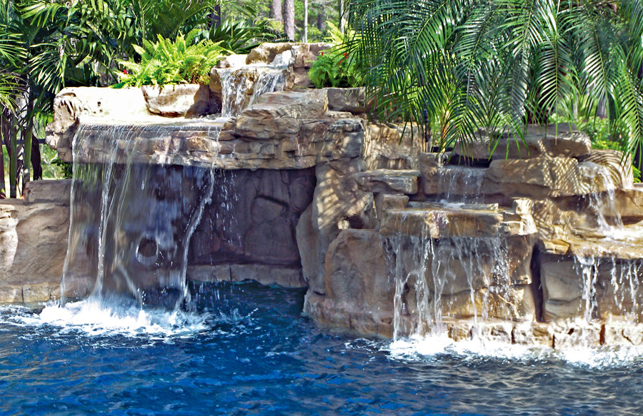 faux rock pool grotto waterfall