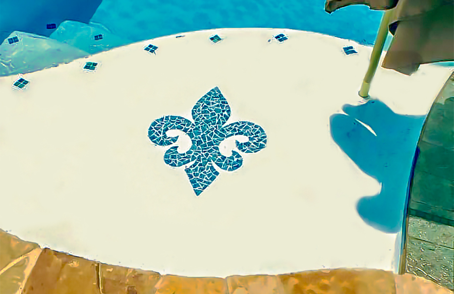 fleur-de-lys-mosaic-on-pool-step