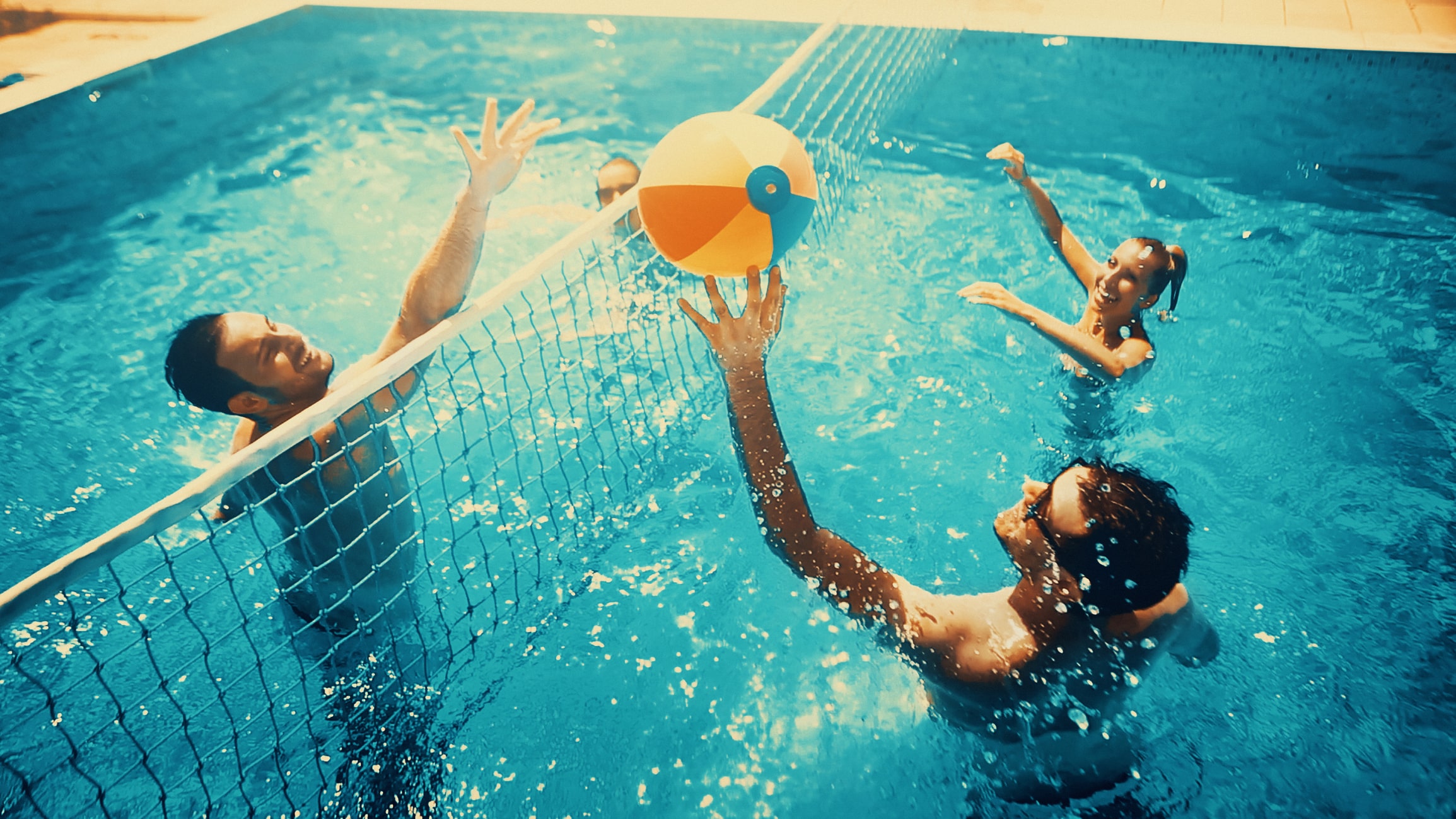 Playing Volleyball In Swimming Pool Playing Volleyball In Swimming Pool