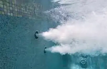 pool swim jets creating resistance current for swimming in place in a small pool