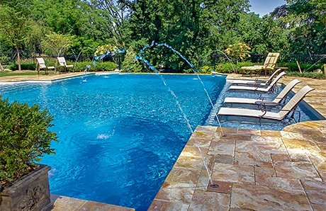 Rectangular Pool with Exterior Baja Shelf Lounge Chairs Rectangular Pool with Exterior Baja Shelf Lounge Chairs