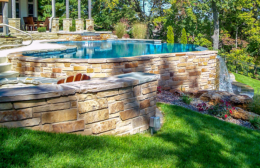 Semi out of Ground Gunite Pool on a Slope Semi Out of Ground Gunite Pool On a Slope