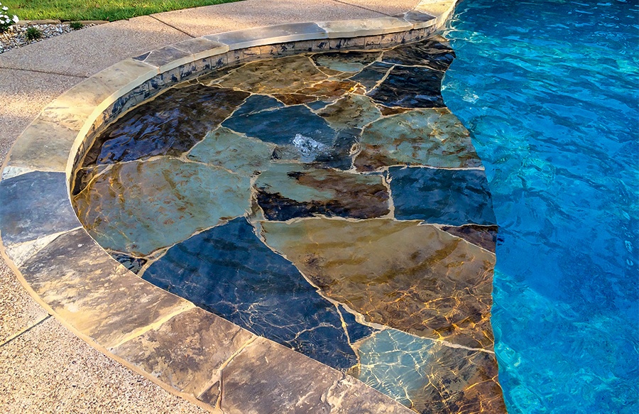 swimming Pool With Flagstone Baja Shelf Swimmuing Pool With Flagstone Baja Shelf